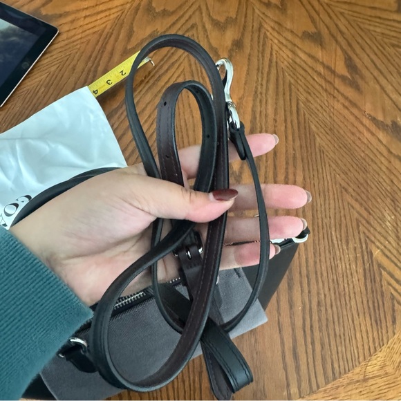 COACH #C0669 Black Leather & Gray Jacquard Satchel Elise w/ Logo - Picture 3 of 5